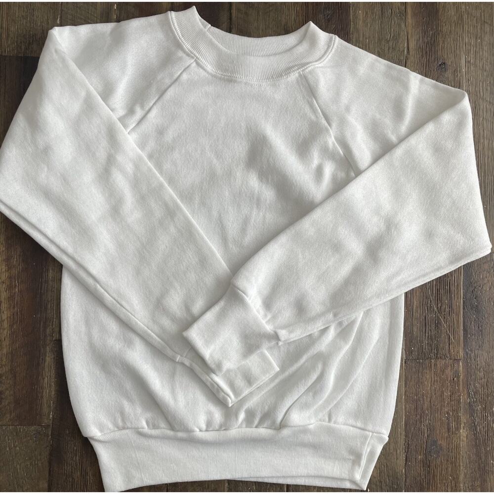 Vintage 90s Youth/Kids Signal Crewneck Blank Sweatshirt - White (Youth Medium)